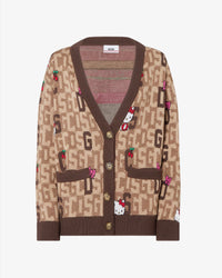 Hello Kitty monogram cardigan: Women Knitwear Brown | GCDS